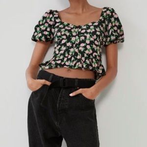 Zara peplum floral blouse